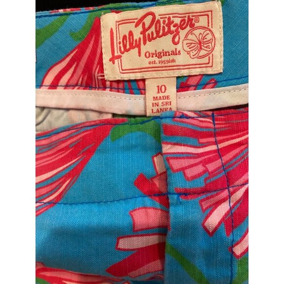 Lilly Pulitzer 10 Tradewinds Kissue Blue Pink Floral Print Resort Shorts - Picture 5 of 7